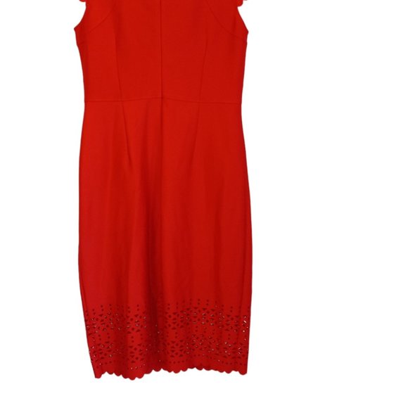 Women's Red Dress NEW Gold Chain Sz 10 CutOut Hem/Sleeve JM Studio By John Meyer - Picture 9 of 15